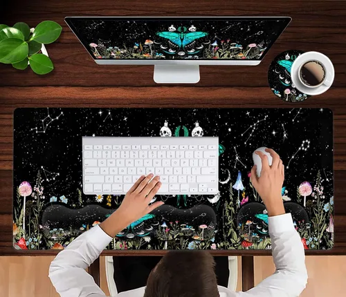 Vista 4 de Alfombrilla grande para mouse, soporte ergonómico para la muñeca del mouse + juego de reposamuñecas para teclado + alfombrilla de mouse extendida