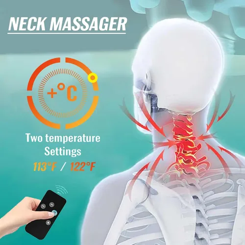 Vista 5 de Nuevo masajeador de cuello para alivio del dolor y relajación muscular, relajante portátil de cuello y hombros, almohadas eléctricas con calor