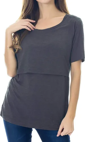 Vista 2 de Smallshow - Camisetas de mujer para maternidad, manga corta prendas de lactancia