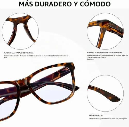 Vista 4 de Retro Blue Light Blocking Glasses for Women Men Classic Style Computer TV Eyeglasses Anti Eyestrain