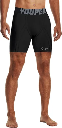 Vista 2 de Youper Pantalones cortos de compresión para adultos con bolsillo para tazas, partidarios atléticos para hombre para béisbol y fútbol
