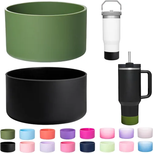 Vista 32 de Paquete de 2 botas de silicona para Stanley Cup de 30 oz y 40 onzas, protector inferior antideslizante y reductor de ruido, cubierta base de vaso