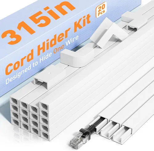 Vista 14 de Delamu Ocultador de cable beige, cubiertas de cable de 85 pulgadas para cables en la pared, ocultadores de cables de un cable, cubiertas de alambre