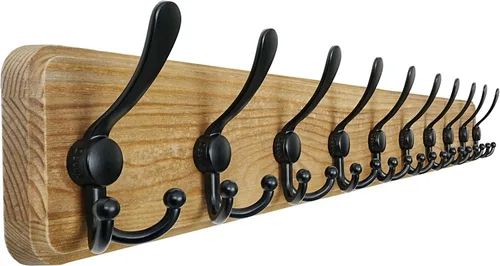 Vista 19 de Dseap Perchero de Pared Montado - 5 Ganchos Triangulares, Resistente, Perchero de Pared de Madera para Abriggos, Sombreros, Chaquetas, Ropa, Negro