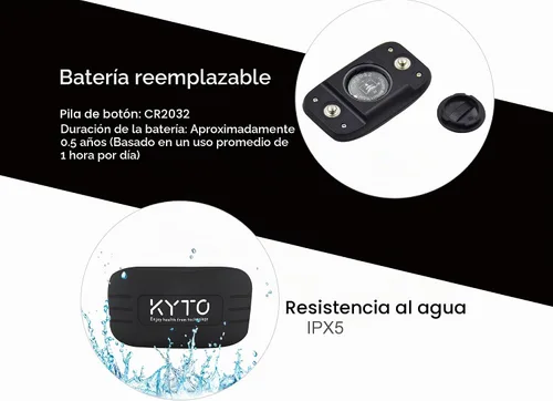 Vista 2 de KYTO Heart Rate Monitor Chest Strap - ANT+ & Dual Bluetooth 4.0 HR Sensor, IP67 Water-Resistant, Compatible with Peloton, Zwift, Garmin, Precise HR