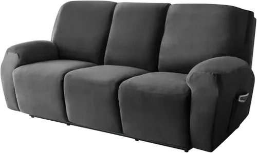 Vista 19 de Funda elástica para sofá reclinable, fundas de terciopelo para sillas reclinables de 3 cojines, 8 piezas, fundas protectoras para muebles