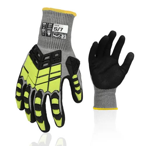 Vista 10 de Guantes de trabajo de seguridad Graloky, guantes de impacto para hombres y mujeres, guantes resistentes a cortes antideslizantes de trabajo pesado