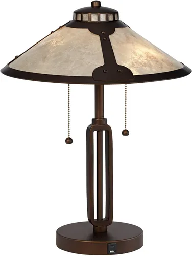 Vista 7 de Samuel - Lámpara de mesa pequeña de 20 pulgadas con USB y bronce frotado industrial Única