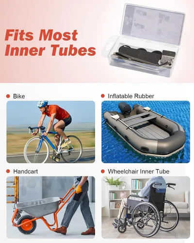Vista 7 de Zacro Bike Tire Repair Kit, Bike Tube Patch Kit with Stainless Steel Tire Levers, 24 PCS Bike Tube Patches,Metal Rasp, Bike Patch Kit for Mountain