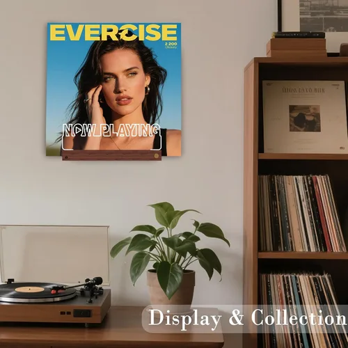 Vista 10 de OkiyiD Soporte de pared para discos de vinilo Light Up Now Playing, soporte para discos de pared, exhibición decorativa, base de madera LED, 16