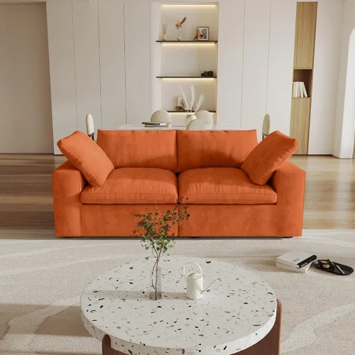 Vista 83 de Cloud - Sofá modular convertible de 80.3 pulgadas en forma de L para sala de estar con otomana de almacenamiento, sofás profundos minimalistas, Negro