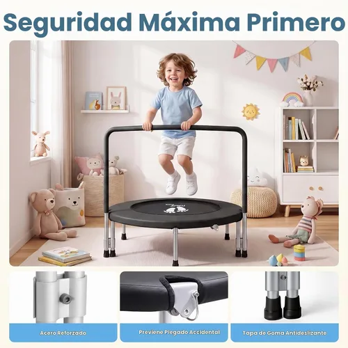 Vista 2 de RAVS 36" Toddler Trampoline, Foldable Indoor Kids Trampoline with Handle