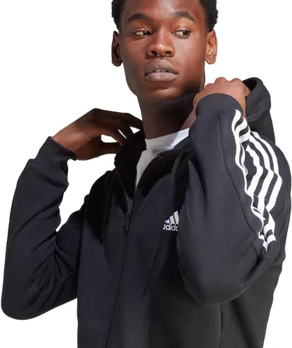 Vista 3 de adidas mens Essentials Fleece 3-stripes Full-zip Hoodie