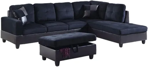 Vista 3 de Juego de sofá de sala de estar, sofá de lujo ligero con almohada suave y silla de almacenamiento, fácil de montar