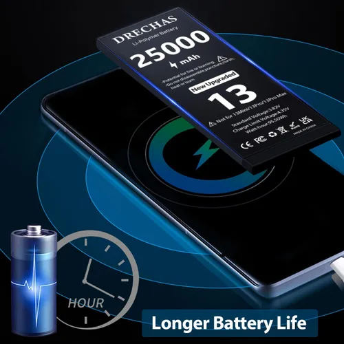Vista 3 de [25000mAh] Batería para iPhone 13, batería de repuesto de polímero de litio de alta capacidad mejorada de 0 ciclos para iPhone 13 modelos A2482