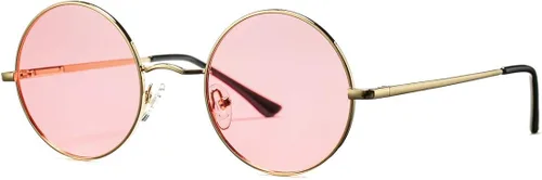 Vista 2 de COASION Gafas de sol polarizadas redondas retro con círculos UV400