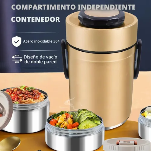 Vista 8 de Termo mejorado de 67 onzas para comida caliente, termo apilable de 3 capas, tarro de sopa con bolsa aislante, ideal para oficina, comidas al aire
