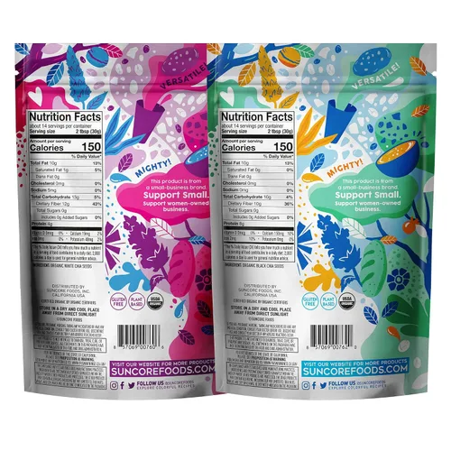 Vista 2 de Suncore Foods Paquete de semillas Tiny but Mighty Seeds, Black & White Chia Seeds, paquete de 2