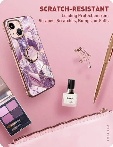 Vista 7 de i-Blason Cosmo Snap - Funda diseñada para iPhone 13 de 6.1 pulgadas (versión 2021), delgada con soporte de anillo giratorio de 360° integrado Ameth
