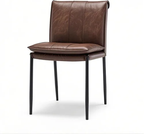 Vista 9 de Kitchen Dining Chairs,Oil Wax Leather Dining Room Chairs with Metal Legs, No Armless Leather Dining Chair with Mediumhigh Backrest for Living Room
