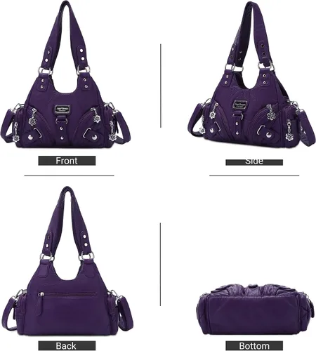 Vista 3 de Angel Kiss Bolsos pequeños Hobo para mujer, con múltiples bolsillos, con correa larga, ajustables, para uso diario