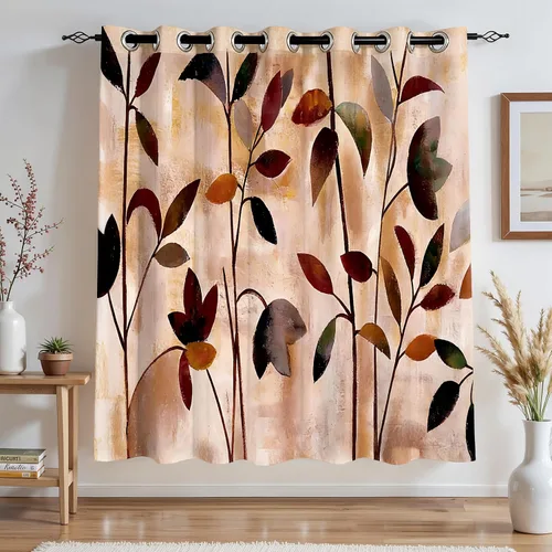 Vista 17 de SUBRTEX - Cortinas opacas de 52Wx63L, cortinas florales para oscurecer la habitación, cortinas de ventana aisladas térmicamente de 2 paneles