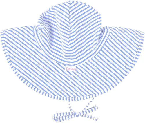 Vista 9 de RuffleButts® - Sombrero de playa con visera ancha y protección solar UPF 50+ para bebés y niñas 80% Nylon 20% Spandex, Reversible Polka Dots Banana