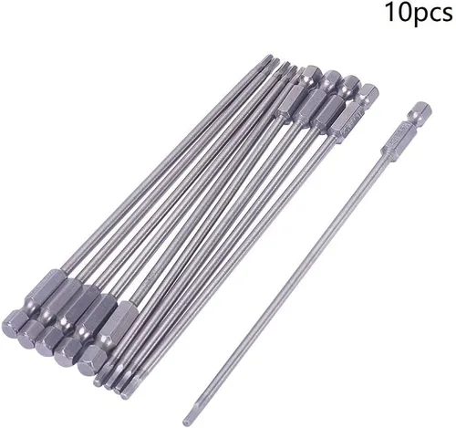 Vista 4 de 10 puntas de destornillador hexagonal, punta de destornillador Torx de acero S2, puntas magnéticas hexagonales de 0.098 pulgadas con 5.99 pulgadas