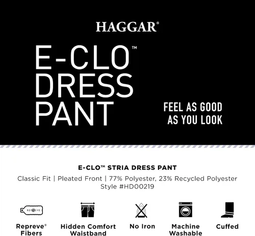Vista 5 de Haggar Men's Eclo Repreve Stria Pleat Front Dress Pant