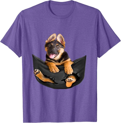 Vista 5 de Dog Lovers Gifts - Camiseta divertida con cara de perro con bolsillo, Negro, S