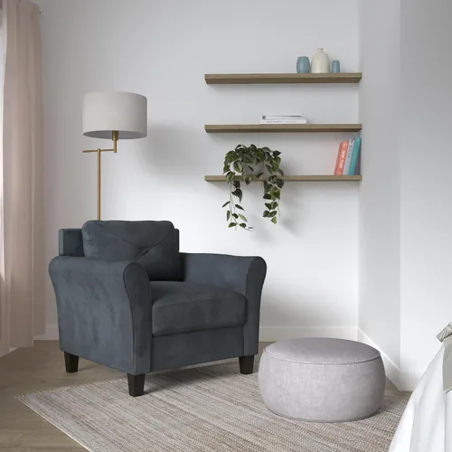 Vista 2 de Lifestyle Solutions Sillón de brazos Grayson KD Collection de microfibra., Textil Madera, Gris oscuro
