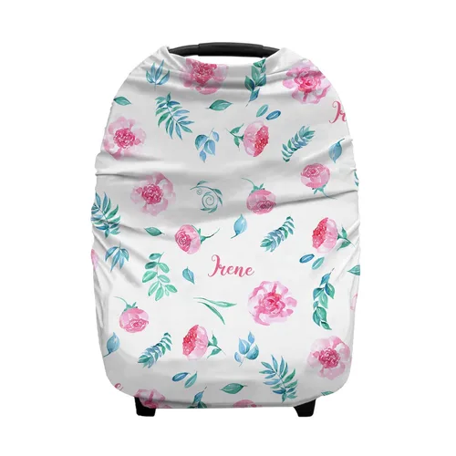 Vista 11 de Fundas de asiento de automóvil personalizadas con nombre a rayas de vaca, funda de lactancia personalizada para bebés, toldo de asiento de automóvil