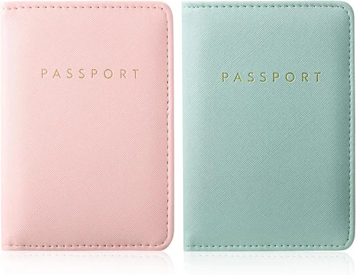Vista 20 de 2 piezas de funda de pasaporte para viaje, impermeable, de cuero, cartera, libro de viaje, artículos esenciales para crucero para mujeres y hombres