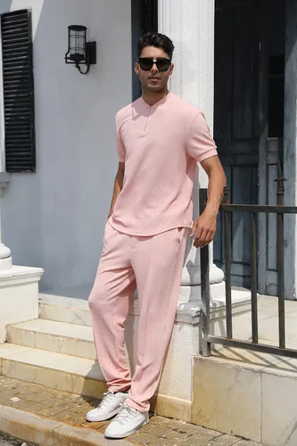 Vista 78 de FZNHQL Conjunto deportivo de moda para hombre, 2 piezas, casual, atlético, para correr, manga corta/larga, conjunto para hombre