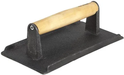 Vista 3 de Winco Peso de carne de hierro fundido, 4.25 x 8.25 pulgadas, negro, bronceado, mediano