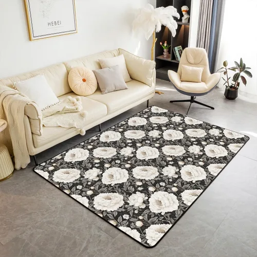 Vista 13 de jejeloiu Groovy Flower Area Rug 3x5 Retro Floral Boho Living Room Rugs for Bedroom 70S Hippie Groovy Flowers Bohemian Decor Carpet Psychedelic Beige