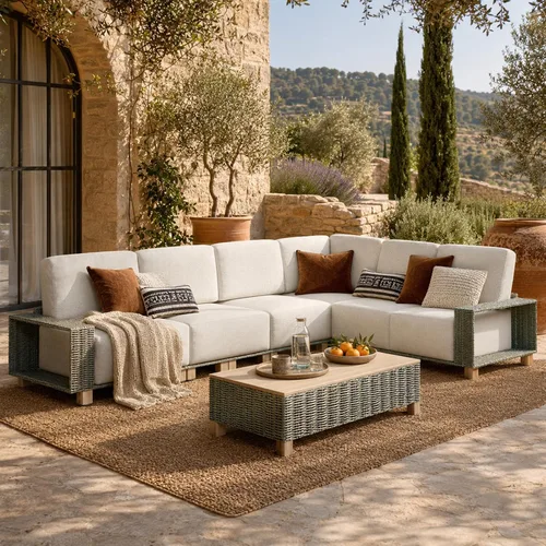 Vista 15 de Aoxun Juego de muebles de patio con cojines de 10 pulgadas de grosor