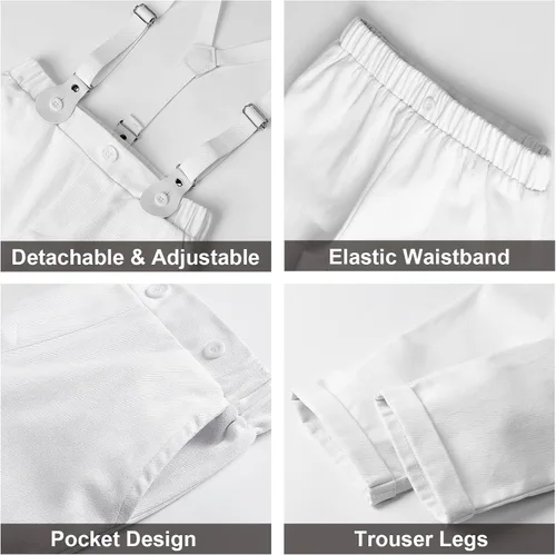 Vista 5 de A&J DESIGN Trajes de bebé para niños, traje formal de tirantes de boda con pajarita