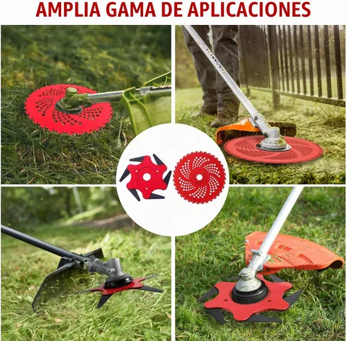 Vista 6 de Gashwer Cabezal de recortadora de acero, 6 cuchillas de afeitar de acero 65Mn, cuchilla cortadora de cepillo de 9 pulgadas x 36 dientes con kit