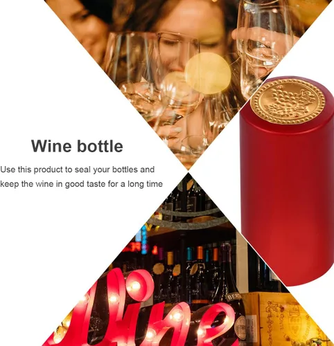 Vista 6 de NUOBESTY Cápsulas para botellas de vino, paquete de 100 cápsulas termorretráctiles con pestaña de desgarre, película de sellado de botellas de vino