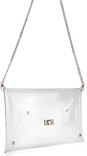 Vista 4 de HOXIS Bolso cruzado de PVC transparente de gran tamaño con cadena dorada para mujer