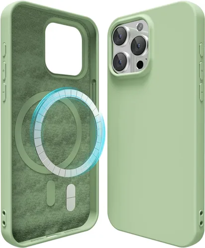 Vista 178 de oakxco Funda de silicona para iPhone 12 Pro Max, magnética, compatible con carga inalámbrica Magsafe, cubierta protectora de goma suave y delgada