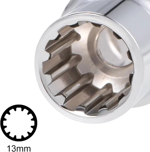 Vista 3 de uxcell 1/2-inch Drive E13 Universal Spline Socket poco profundo 12 puntos Cr-V Acero 2 Pcs