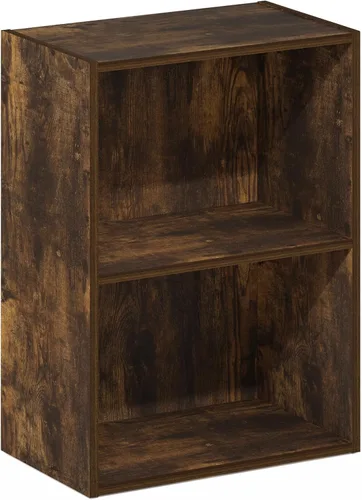 Vista 5 de Furinno LUDER - Estantería de libros, estantería moderna de 2 niveles, estantería abierta de 9 x 16 x 21, para sala de estar, dormitorio, oficina