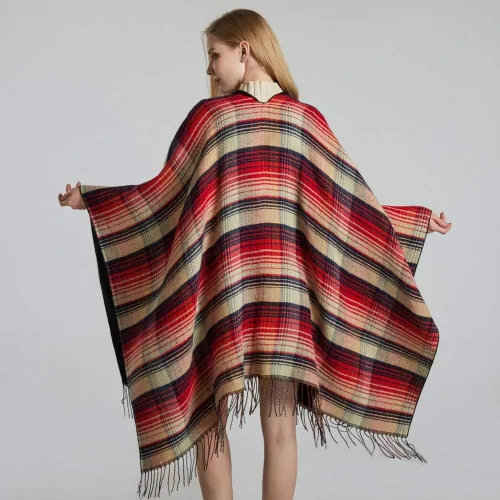 Vista 3 de Bakerdani Poncho de pashmina con borla para mujer, suéter de capa