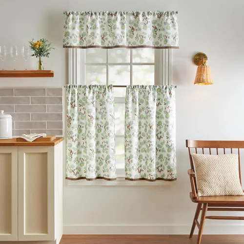 Vista 8 de Martha Stewart Chickens - Juego de cenefas y niveles de cortina de ventana de 3 piezas, multicolor