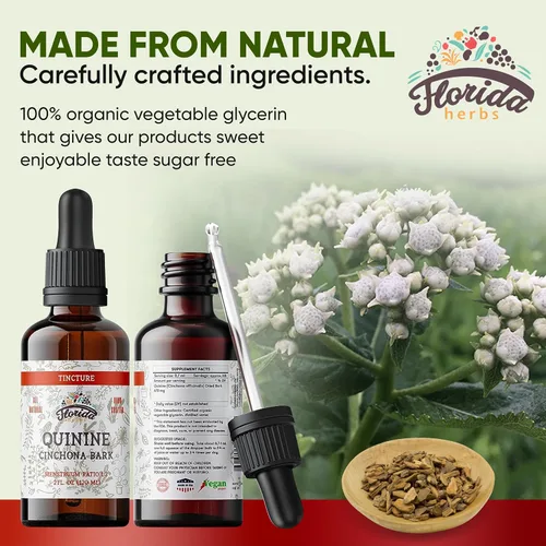Vista 3 de Extracto de tintura de quinina, líquido de quinina (Cinchona officinalis) Suplemento de hierbas de corteza seca, sin OMG, sin gluten en glicerina