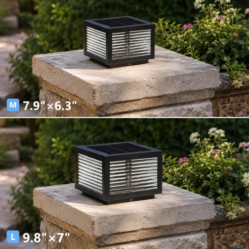 Vista 8 de Luces solares para postes al aire libre, 7.9 pulgadas, luz cuadrada de columna grande con control remoto [S] 7.9"×6.3
