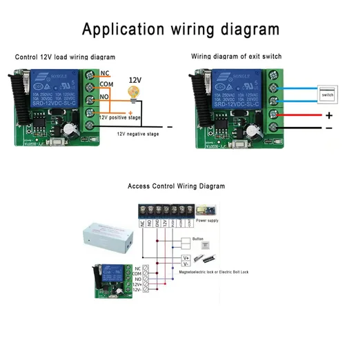 Vista 2 de Interruptor de relé inalámbrico, interruptor de control remoto de 12 V con 1 transmisor, 433 Mhz universal inalámbrico EV1527 código de aprendizaje