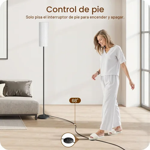 Vista 4 de Paquete de 2 lámparas de pie regulables para sala de estar con 2 controles remotos e interruptor de pie, lámpara de pie de esquina, lámpara alta